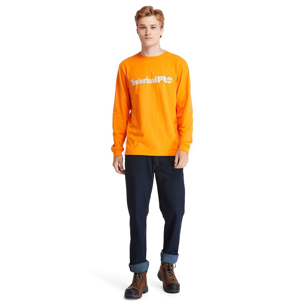Camisetas Timberland Hombre Pro® Base Plate Long-Sleeve Graphic Naranjas - Chile KJQ-725096